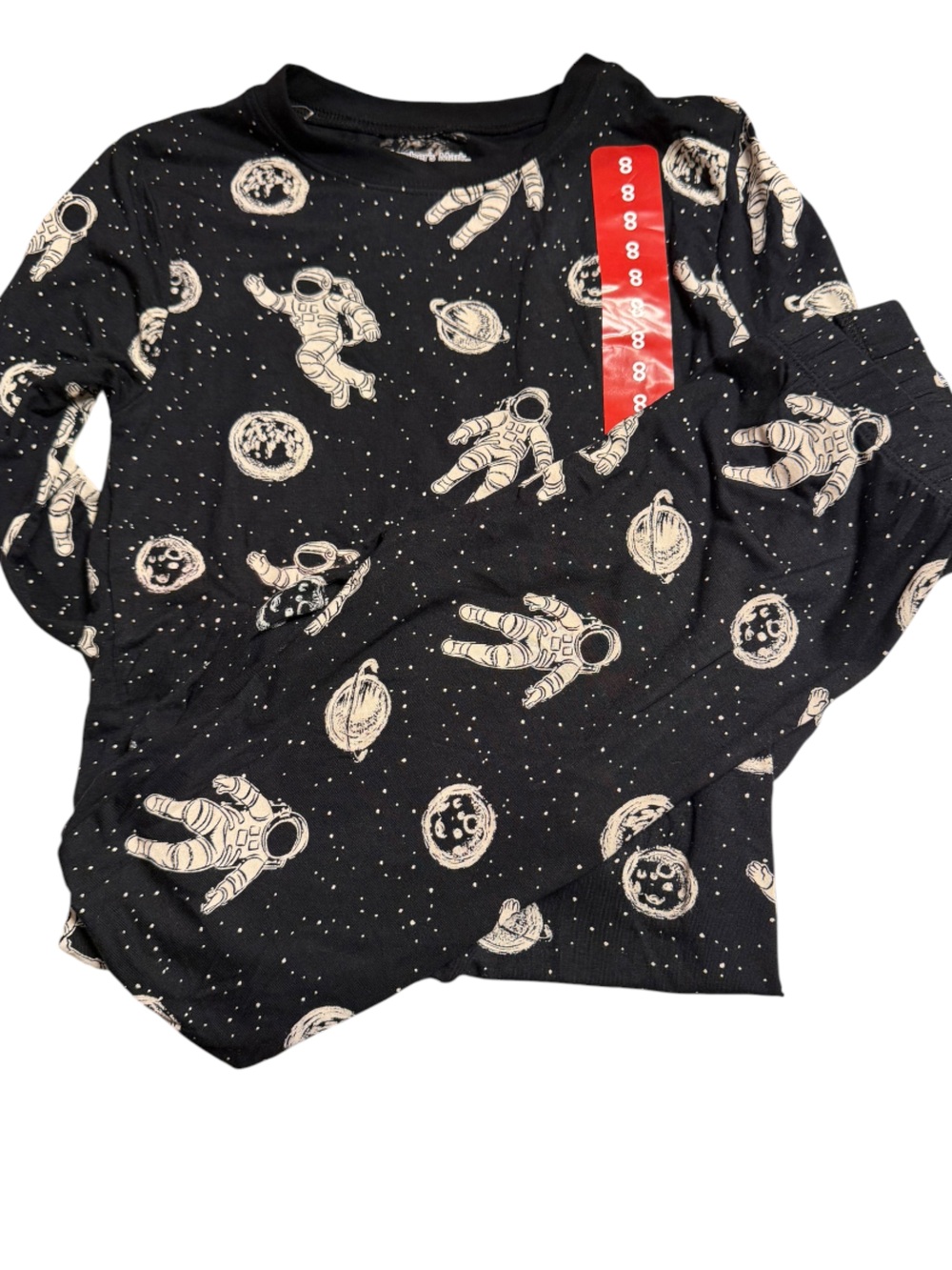 Member’s Mark Black Space Astronaut Print Long Sleeve Pajamas NWT Size 8